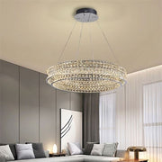 Lustra LED cu Telecomanda, LLC160/500CH, Cristal si Metal, 55W, 1 Cerc, Dimabila, Inaltime Reglabila, Lumina Rece/Calda/Neutra, Iluminat Luxos