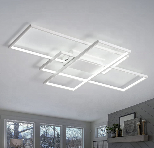 Lustra LED cu telecomanda LANDYN 78W, lumina Rece/Calda/Neutra, Dimabila, Alb