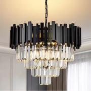 Candelabru Cristal BLOIS Magno 8x E14 D60 cm Negru Auriu Inaltime Reglabila