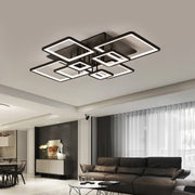 Lustra LED cu telecomanda ELLA 186W, 8 Patrate, lumina Rece/Calda/Neutra, Dimabila, Negru