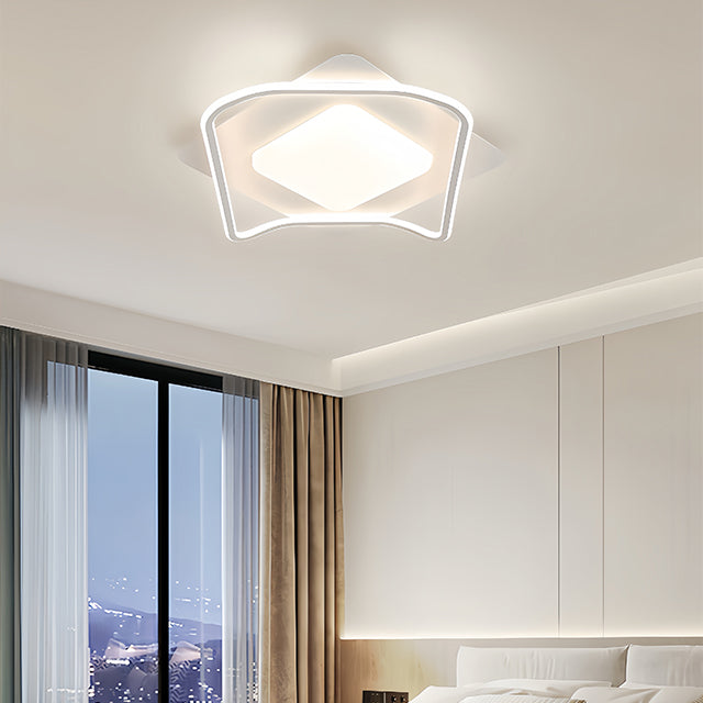 Lustra LED cu telecomanda MODERNO 53W, 2 Patrate, lumina Rece/Calda/Neutra, Dimabila, Alb
