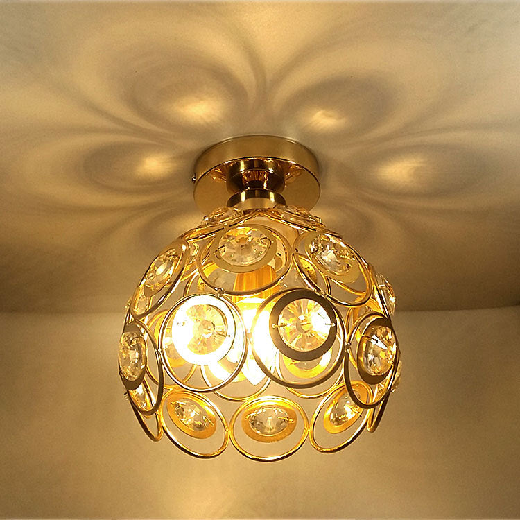 Lustra Vera, 1xE27, D18H15cm,  Auriu, Metal si Cristal