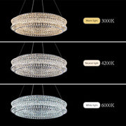 Lustra LED cu Telecomanda, LLC160/500CH, Cristal si Metal, 55W, 1 Cerc, Dimabila, Inaltime Reglabila, Lumina Rece/Calda/Neutra, Iluminat Luxos
