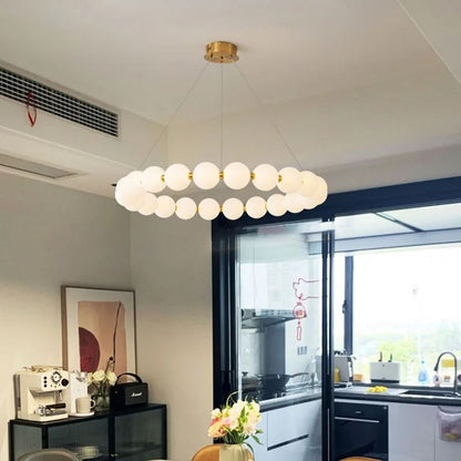 Lustră Suspendată LED Acril Celeste 42W cu Telecomandă, Dimabilă, Lumina Calda/Neutra/Rece 3000K/4000K/6000K, Auriu, Metal și Acril