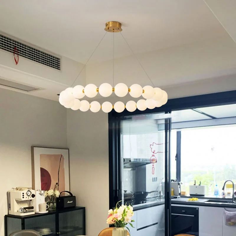 Lustră Suspendată LED Acril Celeste 42W cu Telecomandă, Dimabilă, Lumina Calda/Neutra/Rece 3000K/4000K/6000K, Auriu, Metal și Acril