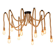 Lustra Vintage LV120/10BK, 10xE27, Rustic, Sfoara si Metal, 2x100cm, Suport Negru