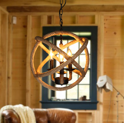 Lustra Vintage LV585/4BK, 4xE14, Rustic Barn, Sfoara si Metal, 30cm, Negru