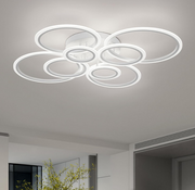 Lustra LED cu telecomanda  BETTY 127W, 8 Cercuri, lumina Rece/Calda/Neutra, Dimabila, Alb