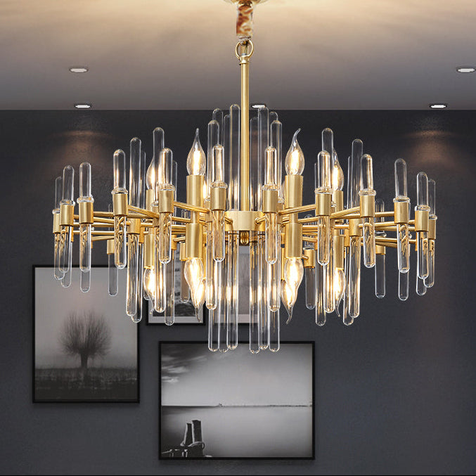 Candelabru Cristal CC850/620GD ,10xE14, 62X45cm, Inaltime Reglabila, Auriu Lucios, ,Design Elegant, Metal si Cristale