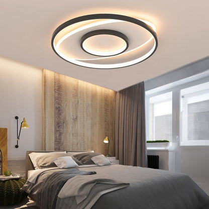Lustra LED cu telecomanda FIGURATO, 63W, 3 Cercuri, lumina Rece/Calda/Neutra, Dimabila, Negru