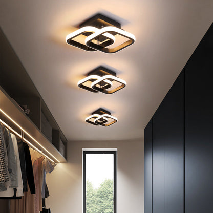 Lustra LED VERTEX Matrix Romburi Suprapuse, Rame Metalice, 24W, 2 Romburi, Lumina Rece/Calda/Neutra 3000K/4000K/6000K, Negru, Metal si Silicon