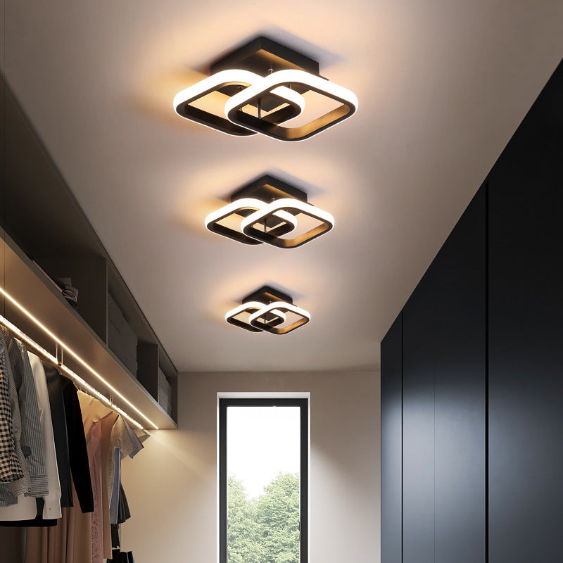 Lustra LED VERTEX Matrix Romburi Suprapuse, Rame Metalice, 24W, 2 Romburi, Lumina Rece/Calda/Neutra 3000K/4000K/6000K, Negru, Metal si Silicon