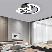 Lustra LED cu telecomanda LUNA SI STEA 59W, 2 Elemente, lumina Rece/Calda/Neutra, Dimabila, Negru