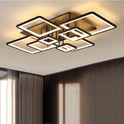 Lustra LED cu telecomanda ELLA 186W, 8 Patrate, lumina Rece/Calda/Neutra, Dimabila, Negru