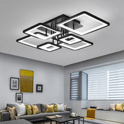 Lustra LED cu telecomanda ELLA 120W, 6 Patrate, lumina Rece/Calda/Neutra, Dimabila, Negru, Metal si Acril