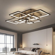 Lustra LED cu telecomanda ELLA 186W, 8 Patrate, lumina Rece/Calda/Neutra, Dimabila, Negru