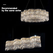 Candelabru Cristal LED cu Telecomanda WAVE Regalis,Lumina Calda/Rece/Neutra  Inaltime Reglabila, Lumina Dimabila, Metal si Cristal