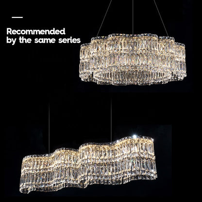 Candelabru Cristal LED cu Telecomanda WAVE Imperio, 100cm, Crom Lucios, Lumina Calda/Rece/Neutra, Inaltime Reglabila, Lumina Dimabila, Metal si Cristal