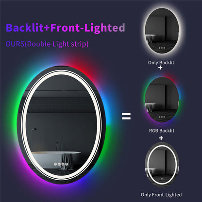 Oglinda LED Rotunda, 70cm, Celeste MotionGlow Marcello, Lumina RGB, Boxa Bluetooth, Sistem Dezaburire, Ceas & Termometru, Dimabila 70X70BTRGB