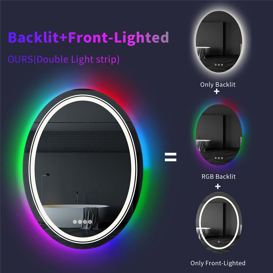 Oglinda LED Rotunda, 70cm, Celeste MotionGlow Marcello, Lumina RGB, Boxa Bluetooth, Sistem Dezaburire, Ceas & Termometru, Dimabila 70X70BTRGB