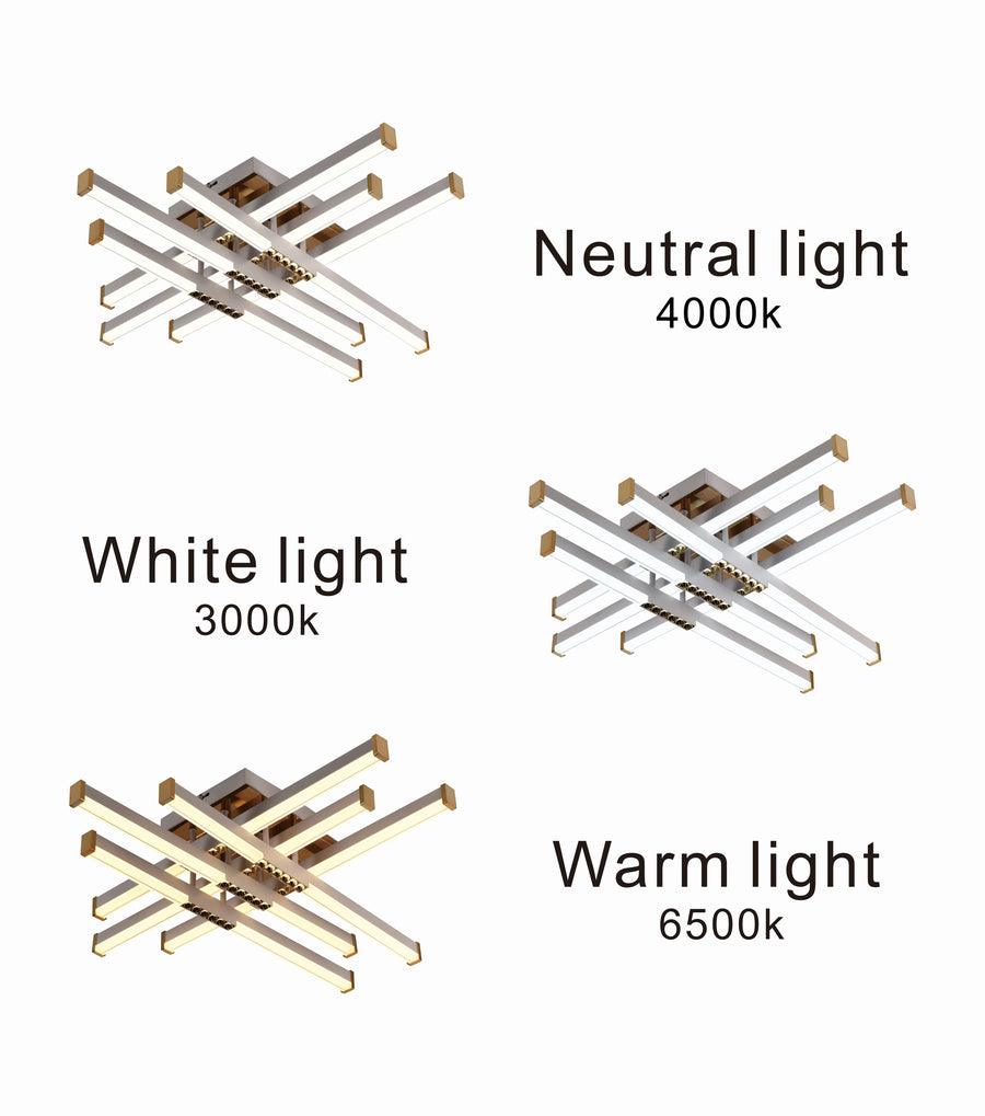Lustra LED cu Telecomanda LT178/6WH, 84W, 6 Elemente, Lumina Rece/Clada/Neutra, Dimabila, Alb