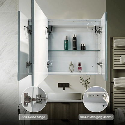 Oglinda LED cu Dulap AXEN 100x70 cm Alb  Banda Verticala si Senzor Touch