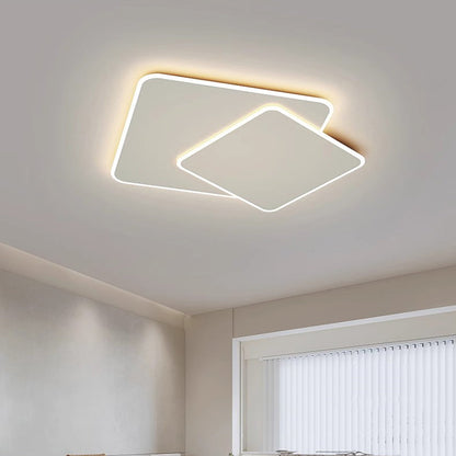 Lustra LED cu telecomanda  FUTURA LUMINA 66W, 2 Patrate, lumina Rece/Calda/Neutra, Dimabila, Alb