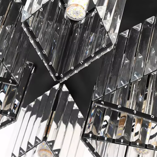 Lustra Clasica Moderna Sasha, LC117/3BK, 3x E27, Metal si Cristal, Negru, Abajur