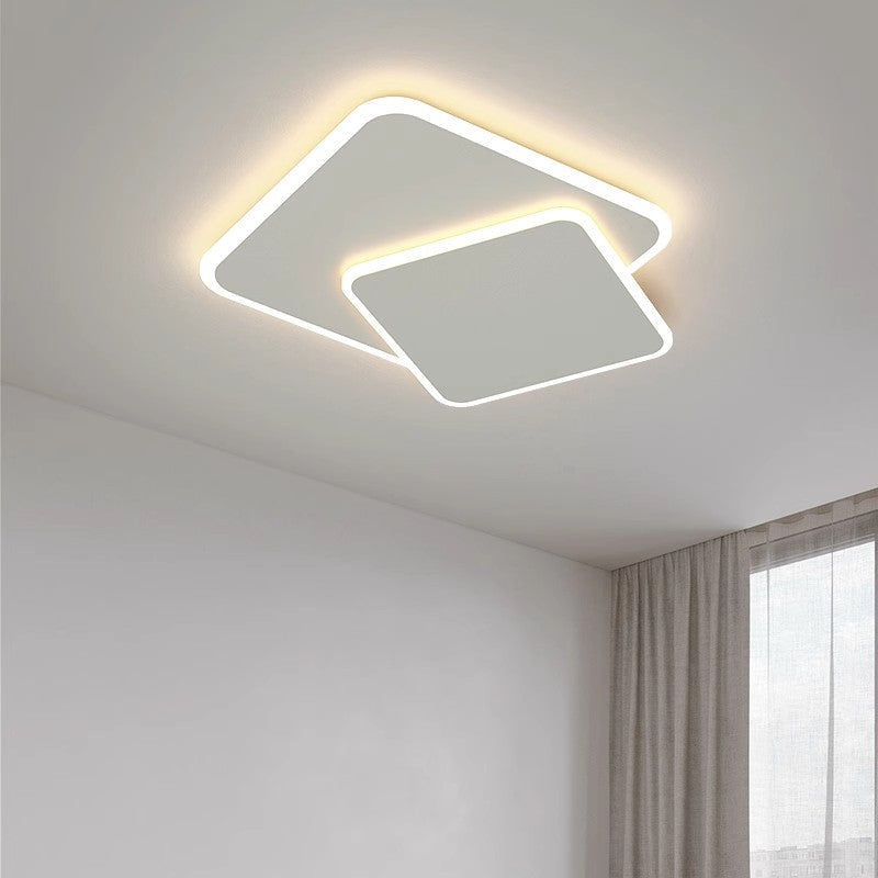 Lustra LED cu telecomanda  FUTURA LUMINA 66W, 2 Patrate, lumina Rece/Calda/Neutra, Dimabila, Alb