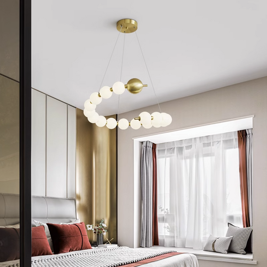 Lustră Suspendată LED Acril Aurelia 41W cu Telecomandă, Dimabilă, 3000K/4000K/6000K, Auriu, Metal și Acril