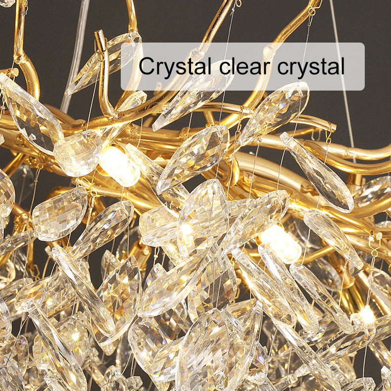 Candelabru Cristal WALTZ Rhapsody, 9x G9, Auriu, 80cm, Inaltime Reglabila