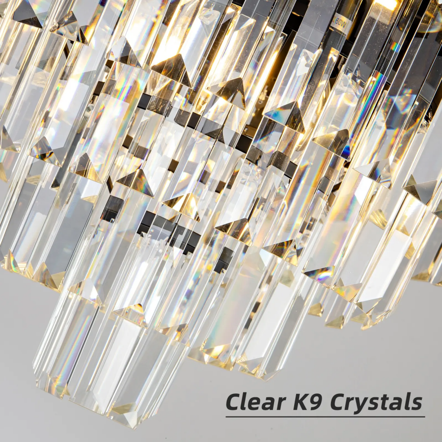 Candelabru Cristal BLOIS 10x E27 Negru Auriu