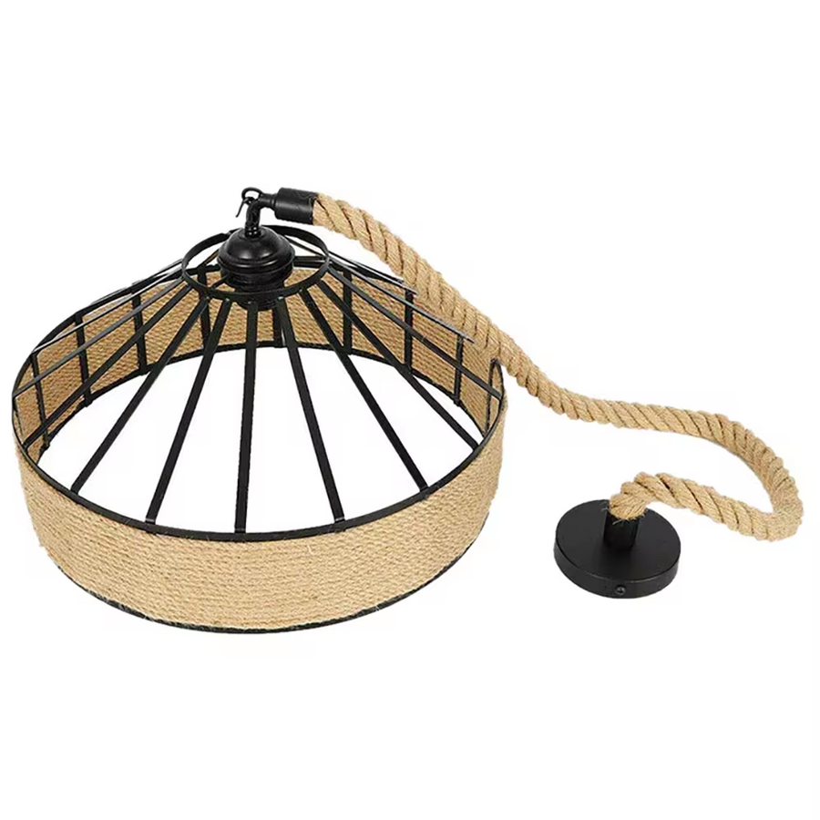 Lustra Vintage LV300/400BK, 1xE27, Rustic Barn, Sfoara si Metal, 40cm, Negru