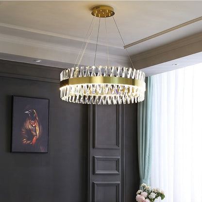 Candelabru LED CASERTA Magno cu Telecomandă, 68W, Dimabil, 3000K/4000K/6000K,Diametru 60cm, Auriu