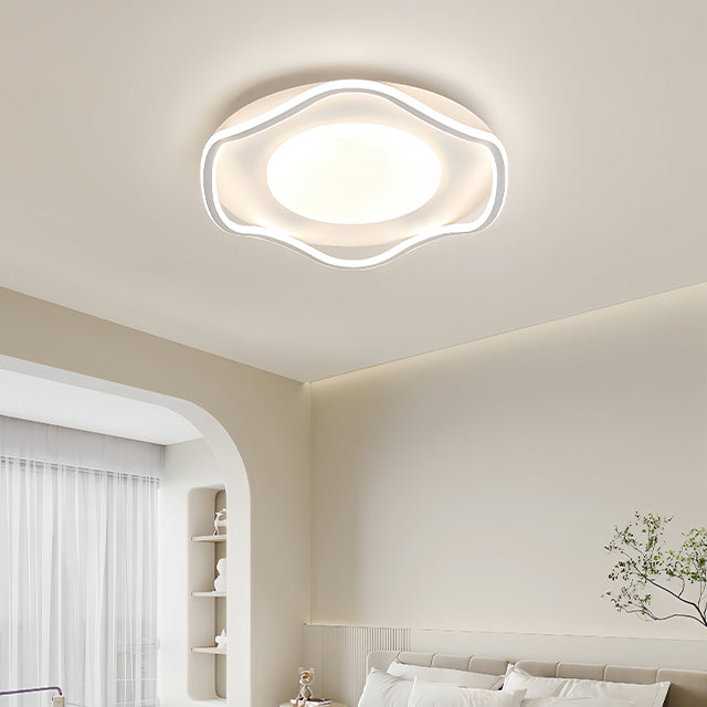 Lustra LED cu telecomanda MODERNO 77W, 2 Cercuri, lumina Rece/Calda/Neutra, Dimabila, Alb