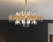 Candelabru Cristal CC850/620GD ,10xE14, 62X45cm, Inaltime Reglabila, Auriu Lucios, ,Design Elegant, Metal si Cristale