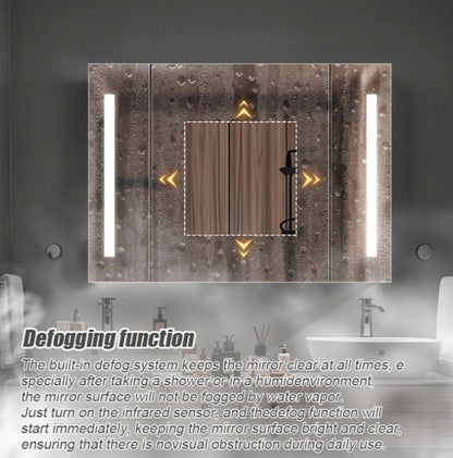 Oglinda LED cu Dulap AXEN 100x70 cm Alb  Banda Verticala si Senzor Touch