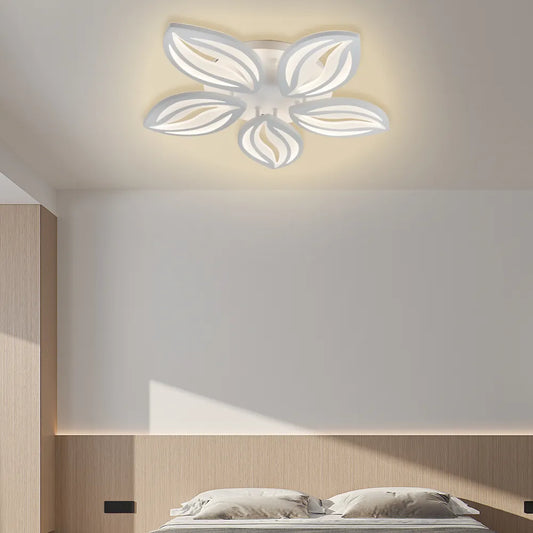Lustra LED cu telecomanda ORCHID 66W, 5 Petale, lumina Rece/Calda/Neutra, Dimabila, Alb