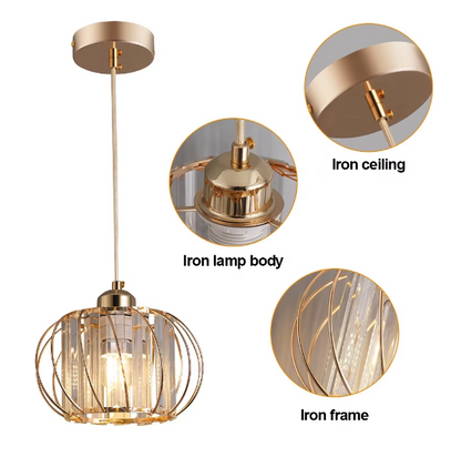 Lustra Clasica Moderna, Suspendata, Monica LC910/3LGD, 3 X E27, Auriu, Metal si Sticla, Inaltime Reglabila