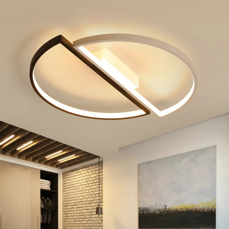 Lustra LED cu telecomanda VECTOR ARCUS 52W, 2 Elemente, lumina Rece/Calda/Neutra, Dimabila, Alb Negru