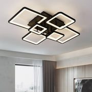 Lustra LED cu telecomanda ELLA 120W, 6 Patrate, lumina Rece/Calda/Neutra, Dimabila, Negru, Metal si Acril