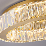 Lustra LED cu telecomanda si cristal VERTUS 31W, 50cm, Cerc, lumina Rece/Calda/Neutra, Dimabila, Auriu