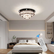 Lustra LED Cristal cu Telecomanda LLC151/500CH, 64W, 3 Elemente, lumina Rece/Calda/Neutra, Dimabila, Crom Lucios