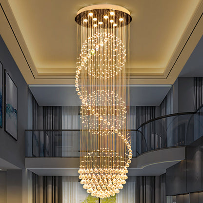 Candelabru Cristal LED 70W IMPERIALE Auriu, Diametru 50cm, Inaltime 200cm, Model Scara
