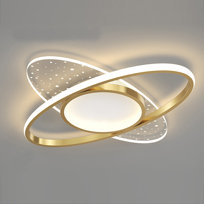 Lustra LED cu telecomanda VARIO 111W, Oval , lumina Rece/Calda/Neutra, Dimabila, Auriu