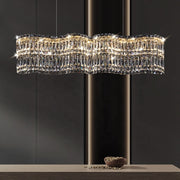 Candelabru Cristal LED cu Telecomanda Regalis, Lungime 58cm, Crom Lucios, Lumina Calda/Rece/Neutra 3000K/4000K/6000K, Inaltime Reglabila, Lumina Dimabila, Metal si Cristal
