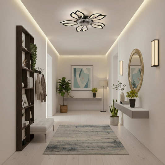 Lustra LED Ventilator ANEMO cu Telecomanda, 30W, D61cm, Lumina Rece/Neutra/Calda, Metal si Plastic, Negru