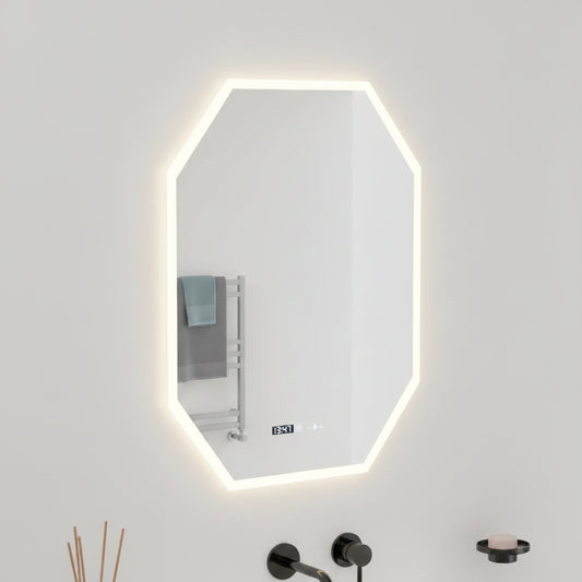 Oglinda LED Poligon, 60X80cm, Hexaluce Senzor MotionGlow Marcello, Sistem Dezaburire, Ceas & Termometru, Dimabila Oglinda LED Poligon, 60X80cm, Hexaluce Senzor MotionGlow Marcello, Sistem Dezaburire, Ceas & Termometru, Dimabila