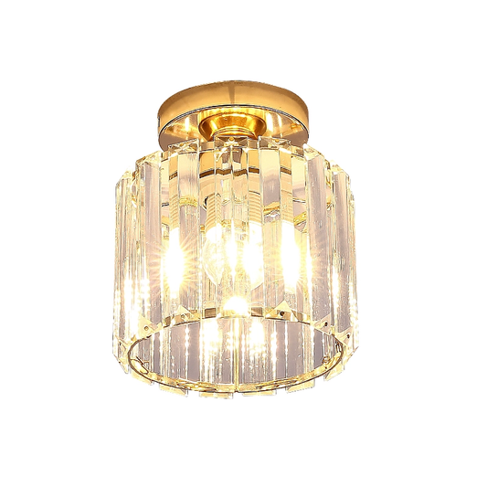 Lustra Clasica Georgiana LC110GD, 1xE27, Diametru 12 cm, Inaltime 17 cm, Auriu, Cristal, Fier, Becuri Neincluse