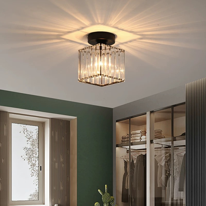 Lustra Georgiana LC111BK, 1xE27, Diametru 12 cm, Inaltime 17 cm, IP20, Negru, Cristal, Fier, Becuri Neincluse